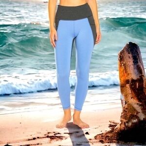Women Activewear PRANA Stefania 7/8 Yoga Leggings Blue Grey Capri Athletic Pant